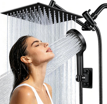 Shower Head, 8 inch Multifunction High Pressure Rain Shower Head with Handheld Spray Combo with 11'' Angle Adjustable
