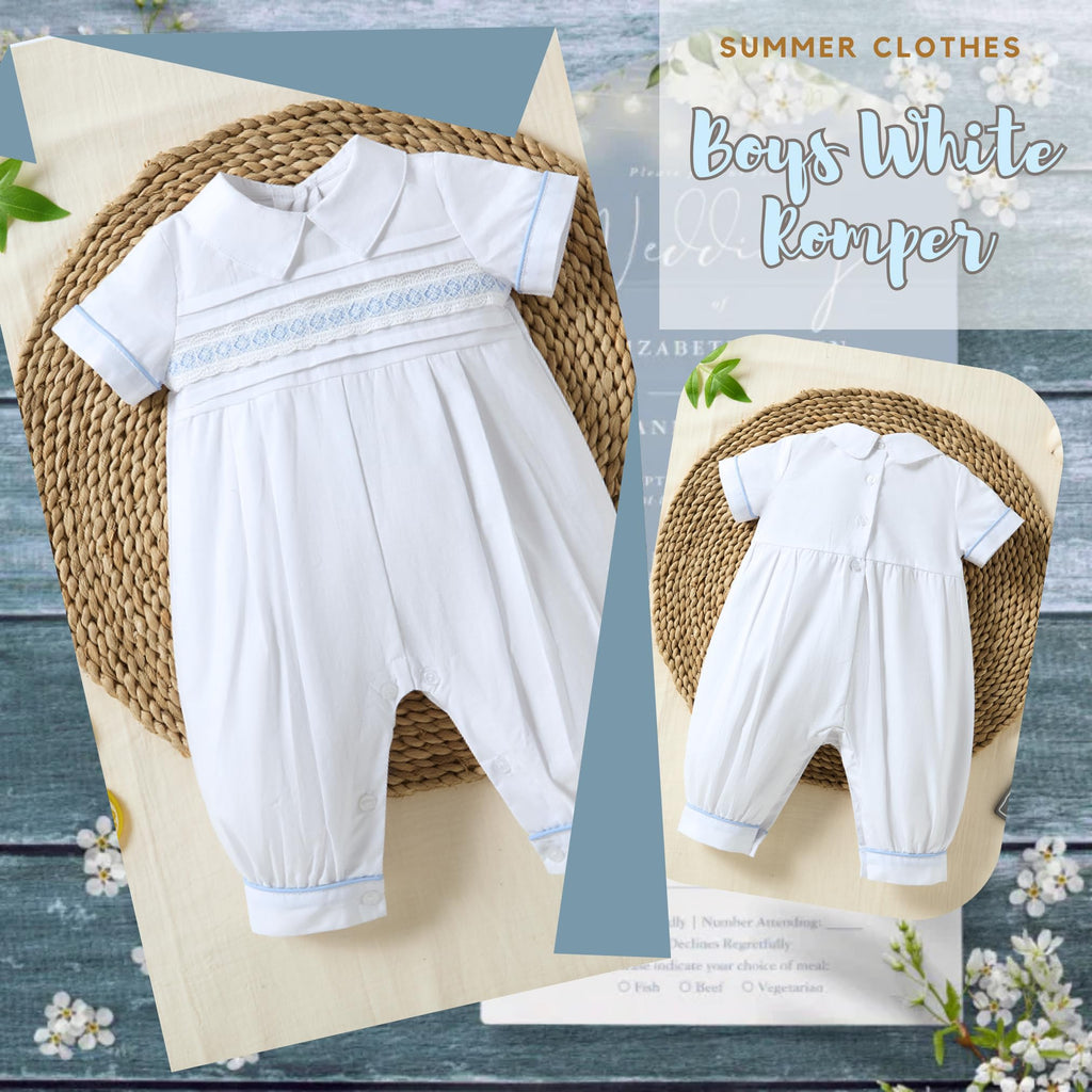 Boy clothes boy baptism outfit white romper