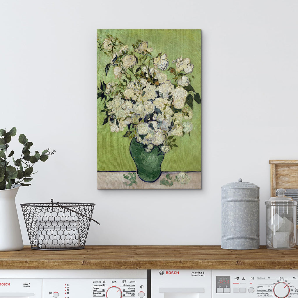 Canvas Print Wall Art Irises & Roses by Master Artist Vincent Van Gogh Nature Wilderness Illustrations Fine Art
