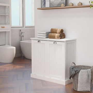 Tilt Out Laundry Room Cabinets with Removable Hamper Clothes Basket
