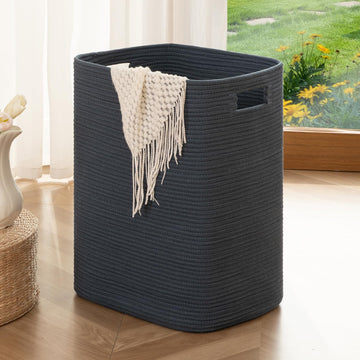 Laundry Hamper Laundry Basket Cotton Rope Storage Baskets Blue