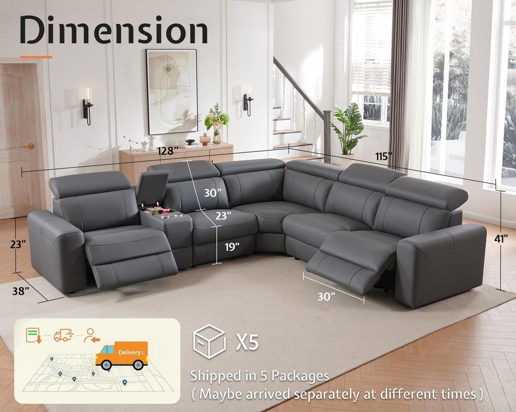 Power Reclining Sectional, Sectional Recliner, Leather Reclining Sectional