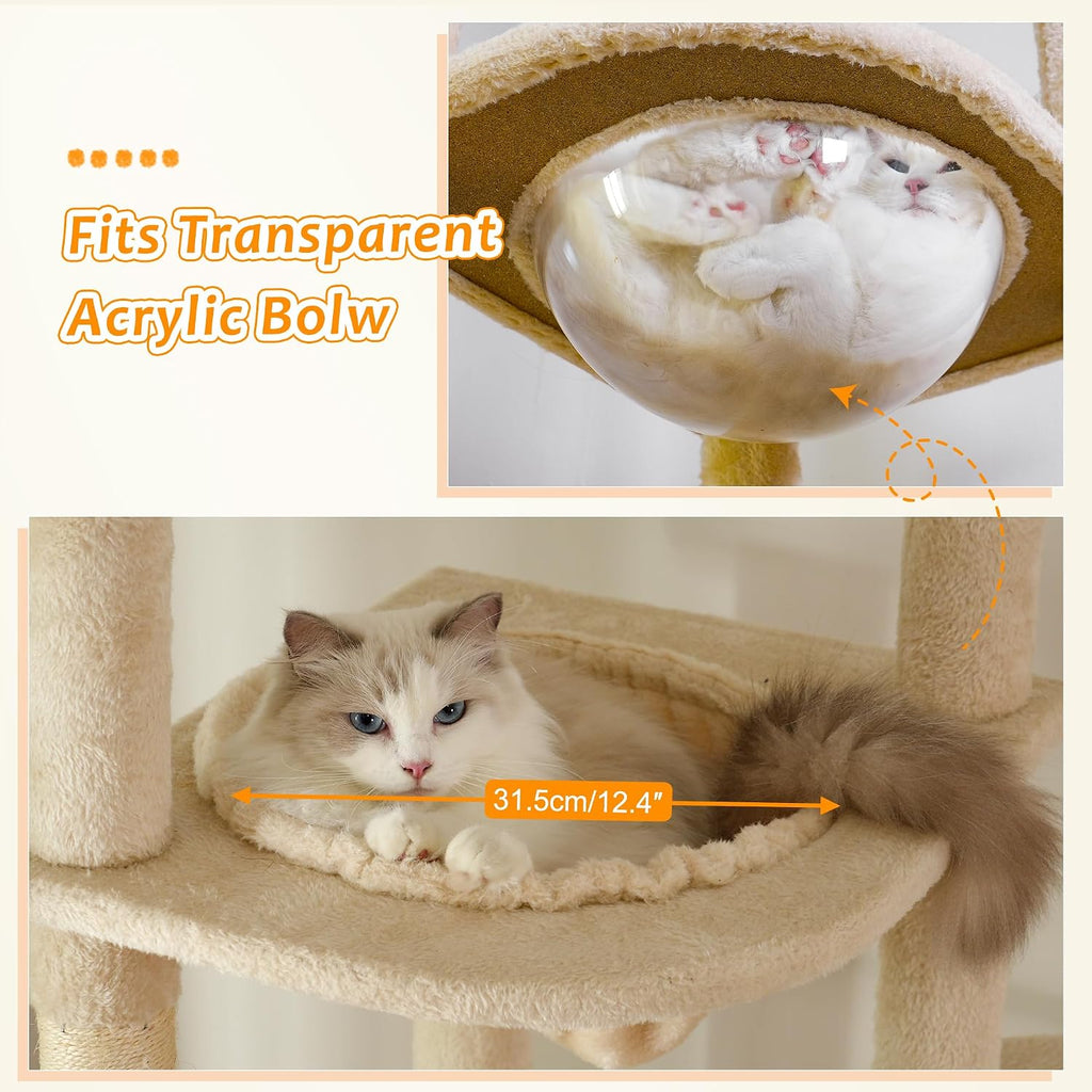 Floor to Ceiling Cat Tree Dual Posts, Adjustable Height 88.9-109"