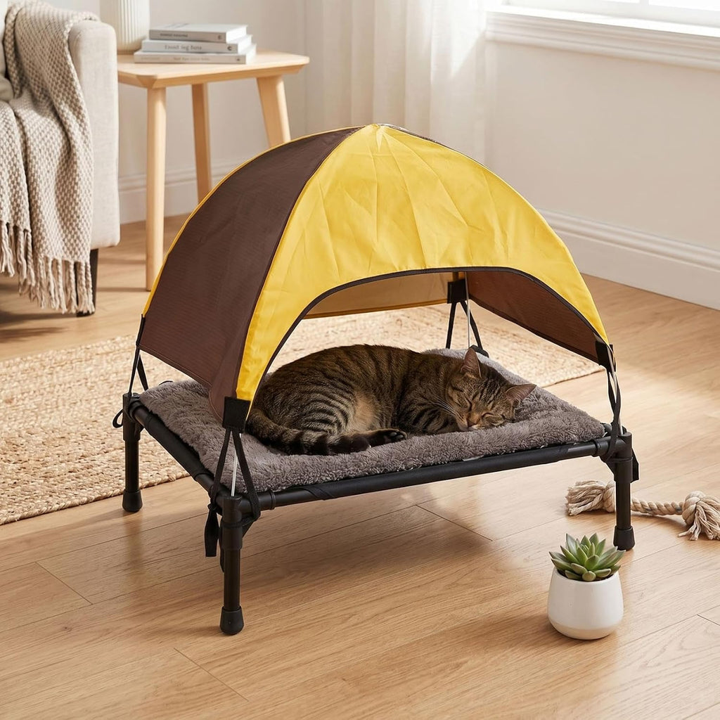 Outdoor Dog Bed with Canopy, Pet Chair with Removable Shade, Portable Pet Bed with Umbrella Water Resistant