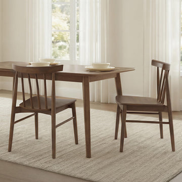 Dining Chairs Set of 2, Solid Wood Frame, Upholstered Seat, Walnut