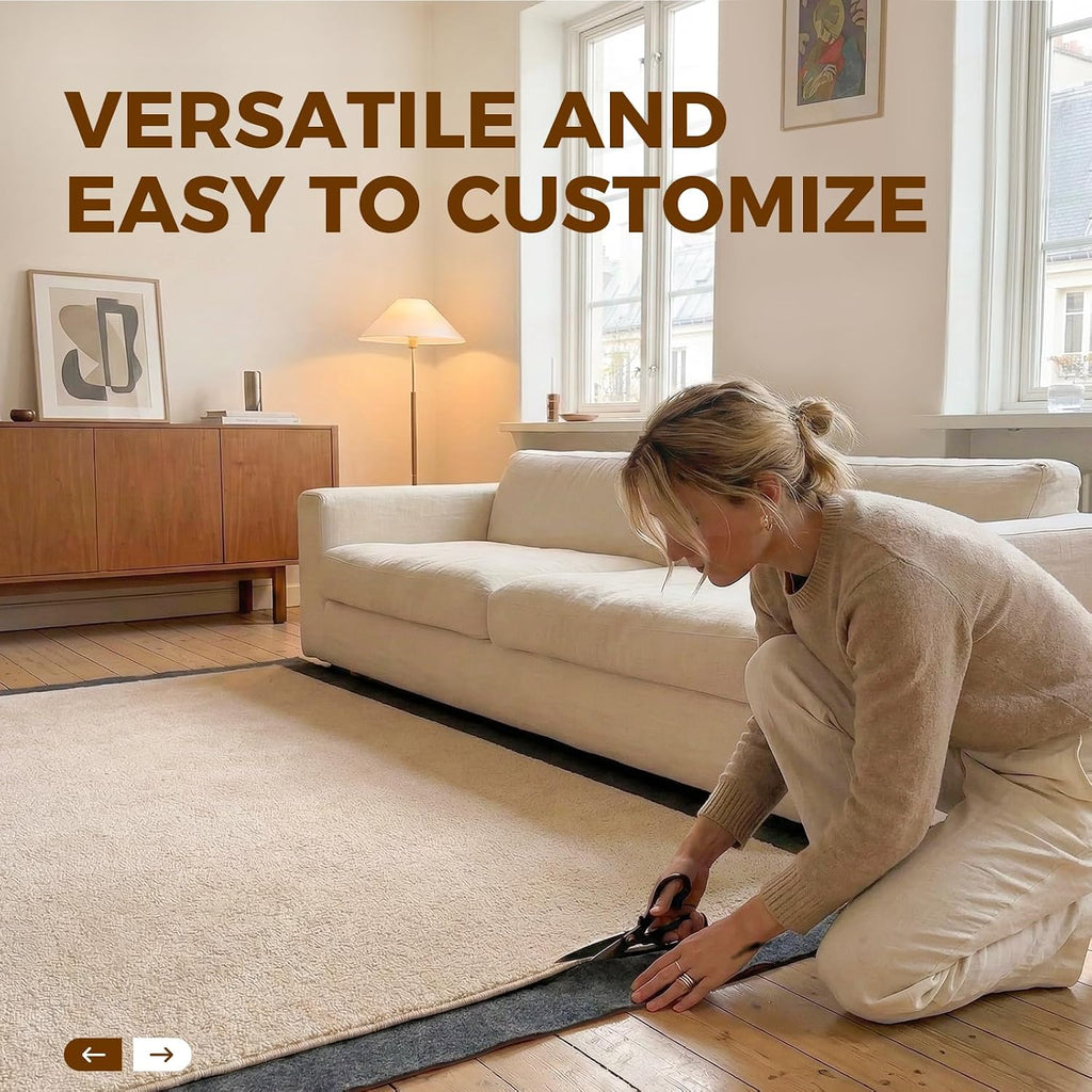 Rug Pad 5 x 7 Ft Non-Slip, Felt and Natural Rubber Backing, 1/4" Thick, Cushioned Gripper Pads, Keep Rugs in Place - Set of 35