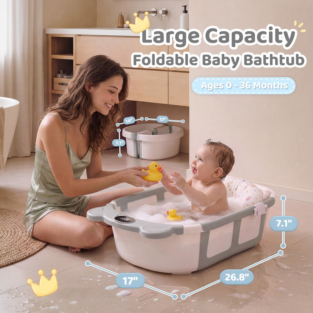 Collapsible Baby Bathtub for Newborn Infant to Toddler 0-36 Months