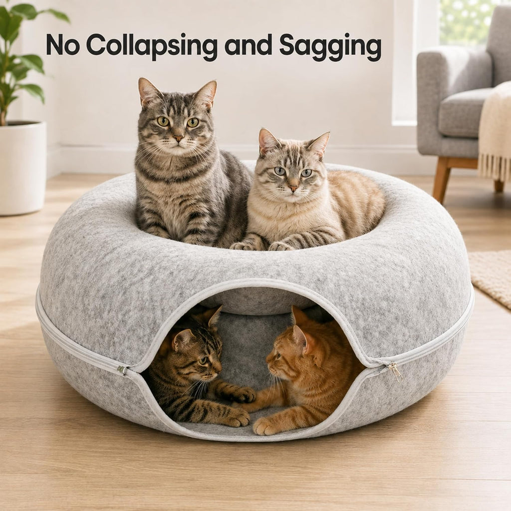 Cat Cave Donut Bed for Indoor Cats