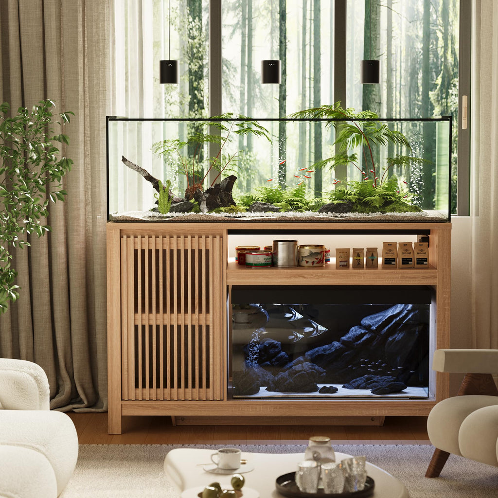 55-75 Gallon Fish Tank Stand with Power Outlet, Aquarium Stand with Cabinet, Heavy Duty Reptile Tank Stand Table for
