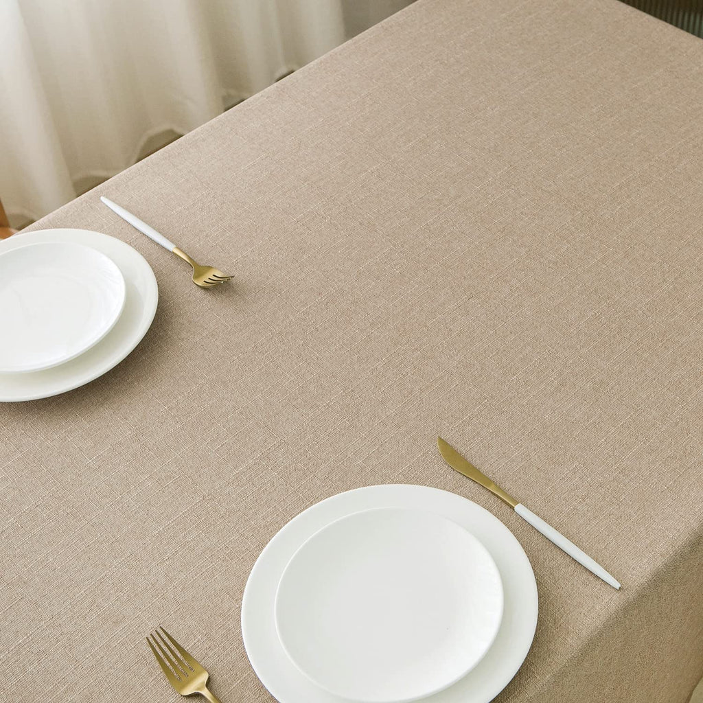 Burlap Linen Tablecloth 6ft, Tan Table Cloth Rectangular
