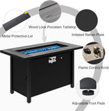 45in Fire Table, Propane Fire Pit with Glass Wind Guard and Rain Cover, Outdoor Firepit Table 50000 BTU 3-in-1 Fire Table for Patio/Yard/Balcony - Image 3