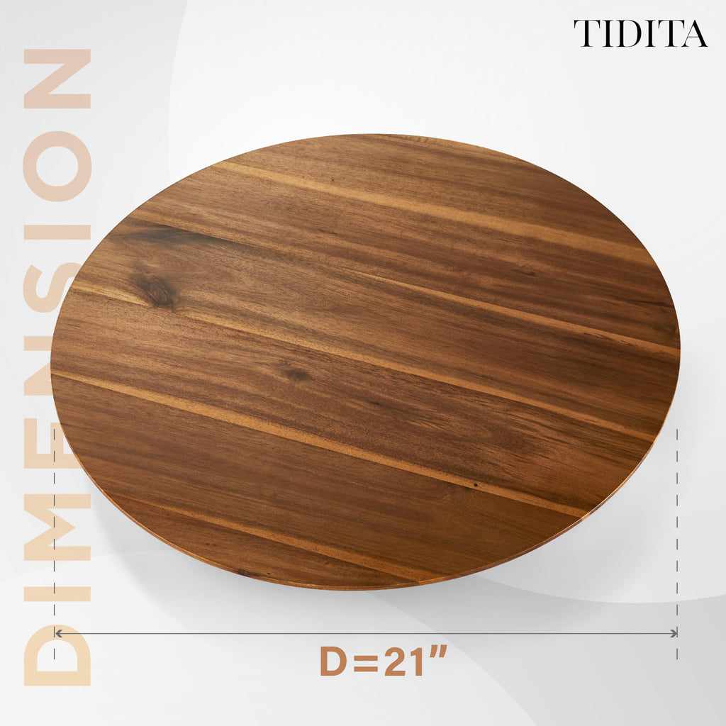 21" Acacia Wood Lazy Susan for Table Top, Swivel Charcuterie Board