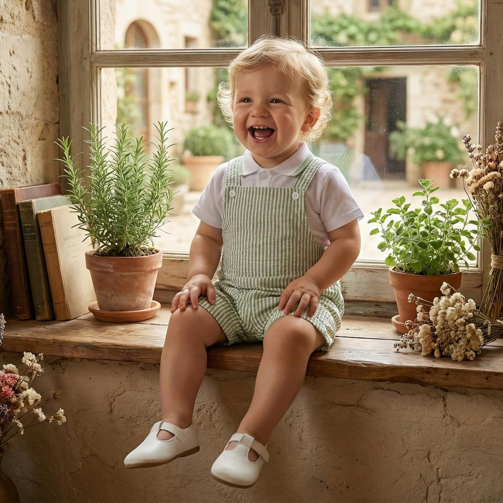 Toddler Baby Boy Clothes 2Pcs Summer Outfit Button Down Shirt & Stripe Shortall Romper Overall Sets