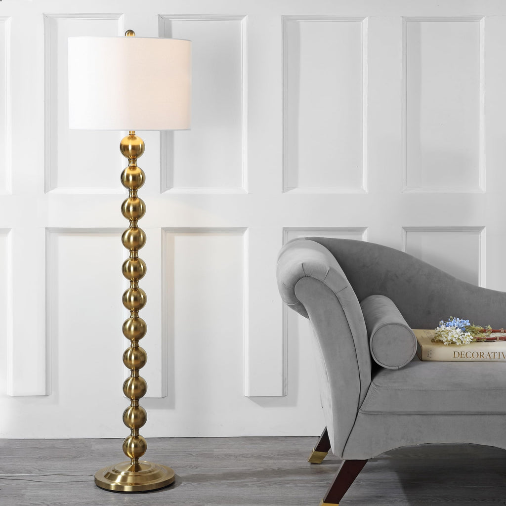 Lighting Collection Reflections Modern Farmhouse Stacked Ball Brass 59-inch Living Room Bedroom Home Office Standing