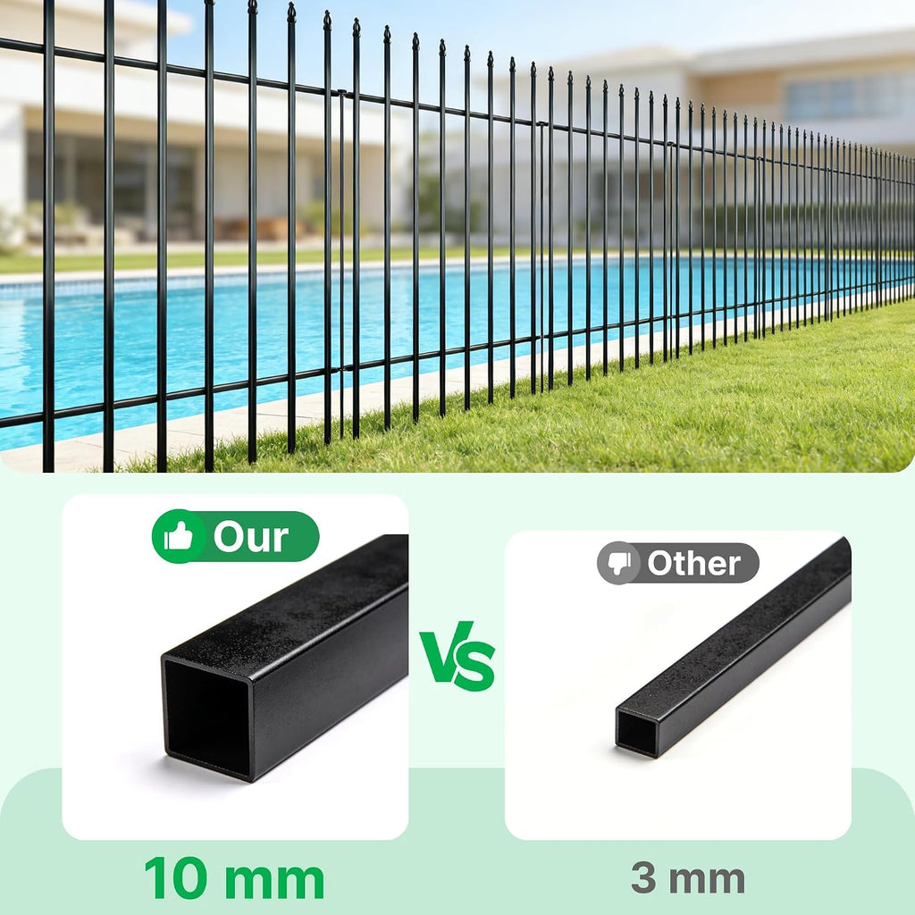 Metal Decorative Garden Fence 36" H x 28" W (5 Panels, Total Length 11.6 feet), Metal Border Folding Fence, Landscape