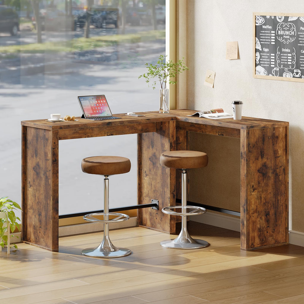 Bar Table, 35.4" Counter Height Pub Table, Industrial Rectangular Hightop Table, Kitchen Dining Bar Height Tables