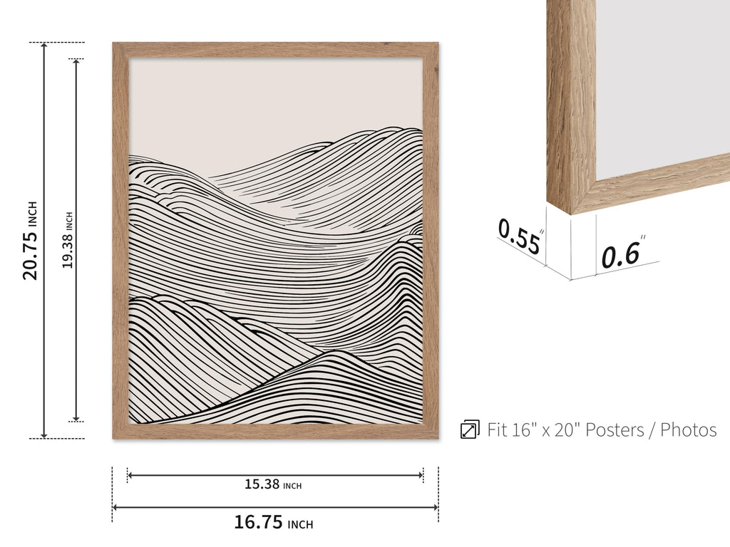 Mountain Shapes Poster - Fine Lines Print - Abstract Drawing - Mid Century Modern Design - Minimal Design - Line
