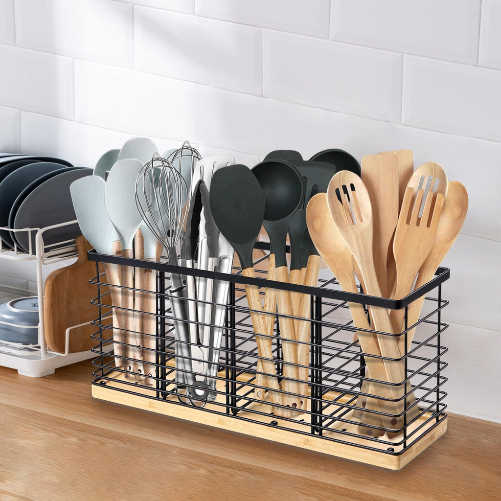 Extra Large Kitchen Utensil Holder Countertop with Removable Divider