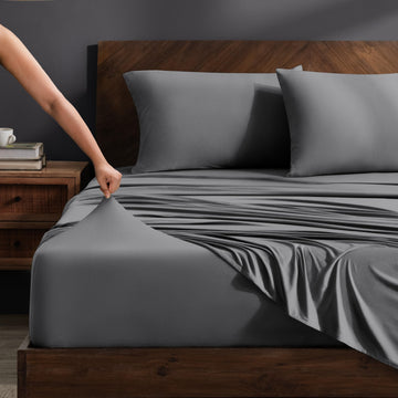 Cooling Performance Jersey Knit Stretch Sheet Set (, Grey)