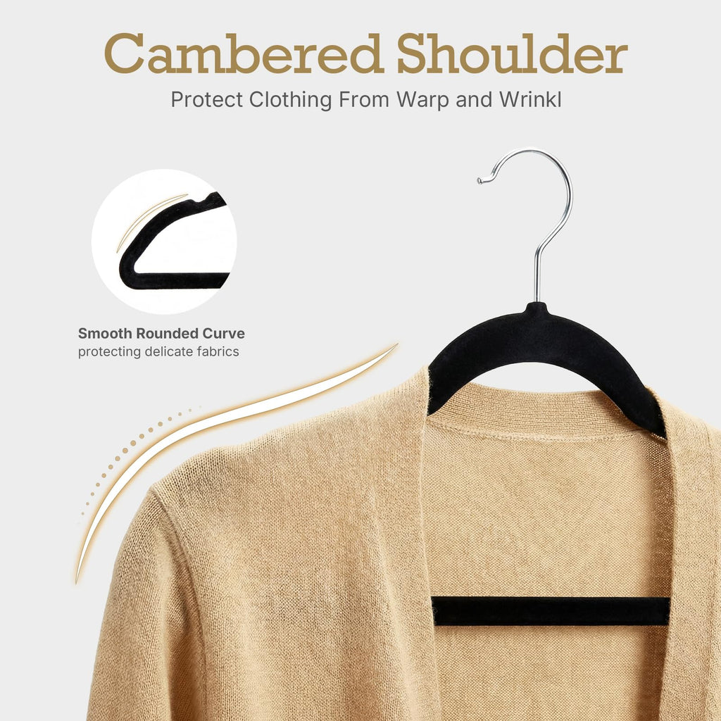 Black Velvet Hangers 60 Pack, Premium Non Slip Clothes Hangers
