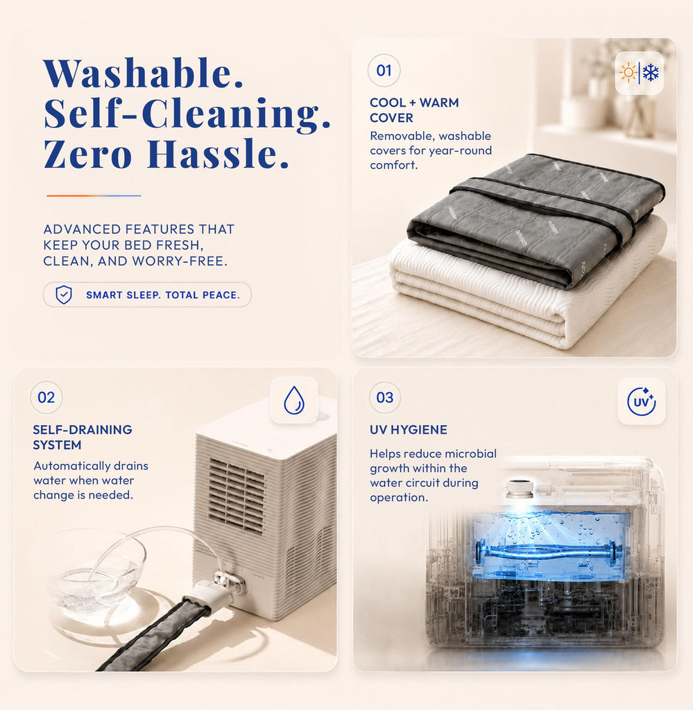 All Season Cooling & Heating Mattress Pad Queen, Water-Circulating Mattress Topper, Dual-Zone Temperature Control, AI