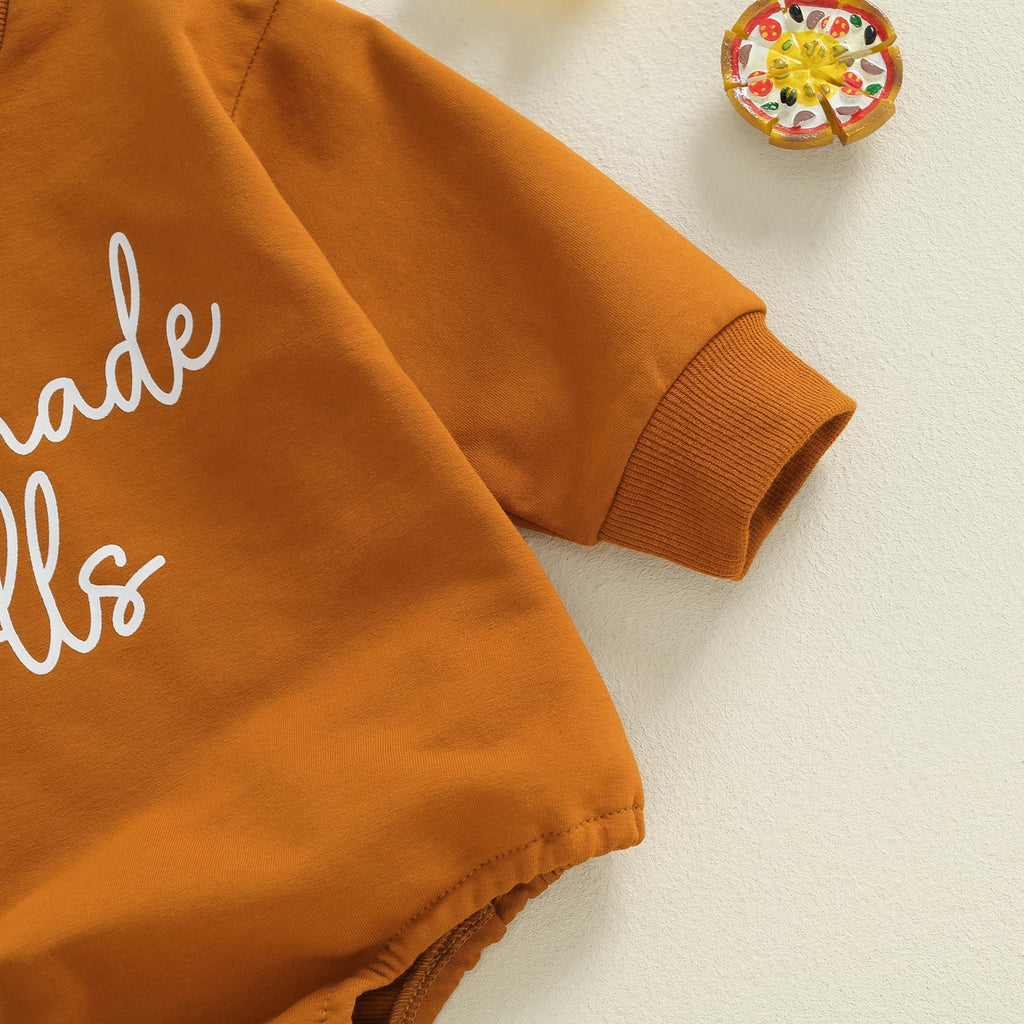 Newborn Thanksgiving Outfit Homemade Rolls Bubble Romper Long Sleeve Bodysuit Fall Thanksgiving Baby Girl Boy Outfit