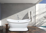 VTPDS602827 Aqua Eden 60" Acrylic Double Slipper Pedestal Tub, Glossy White