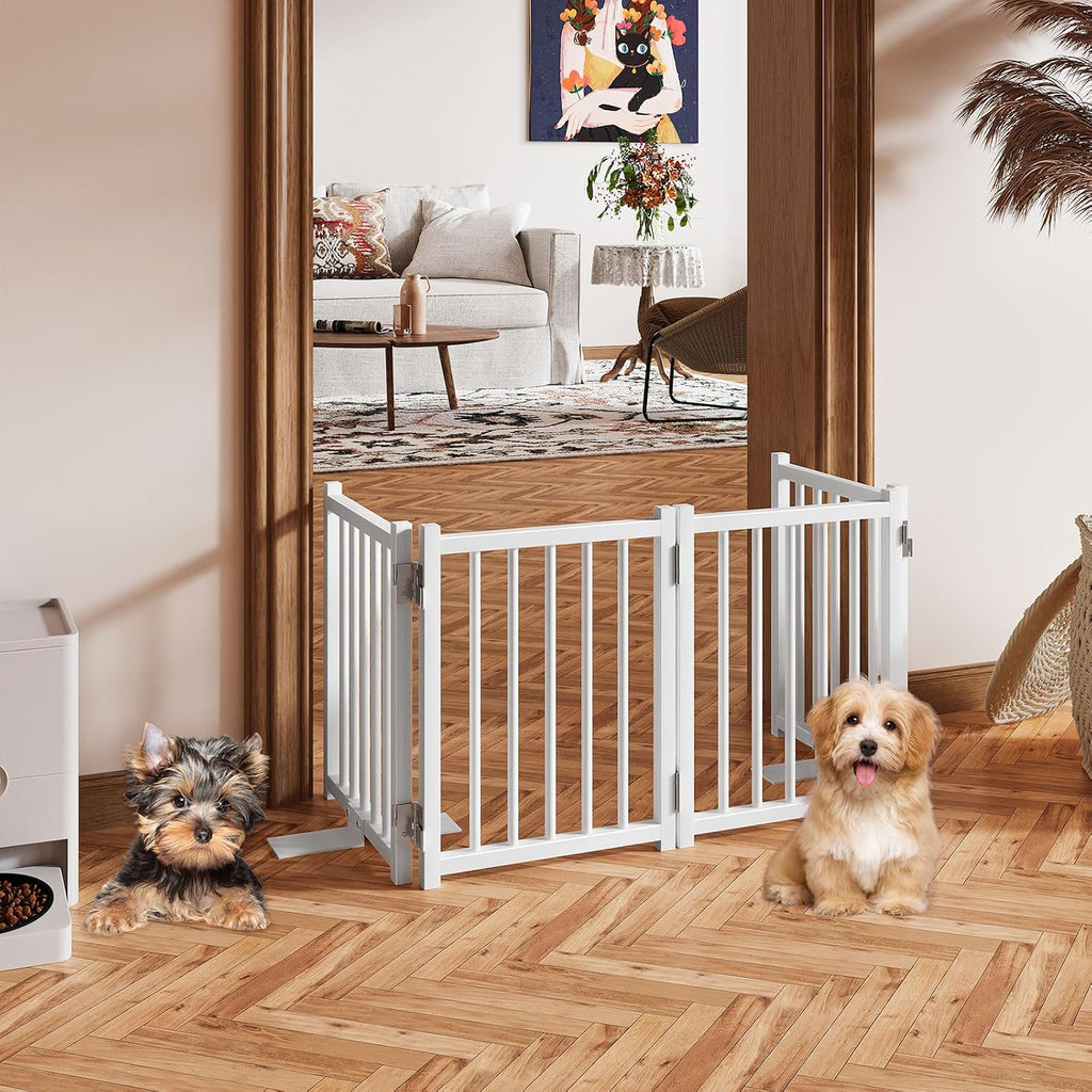 Short Dog Gate Indoor, 16" High Freestanding Small Dog Door Gates with Support Feet, Expands Up to 48'' Wide Foldable