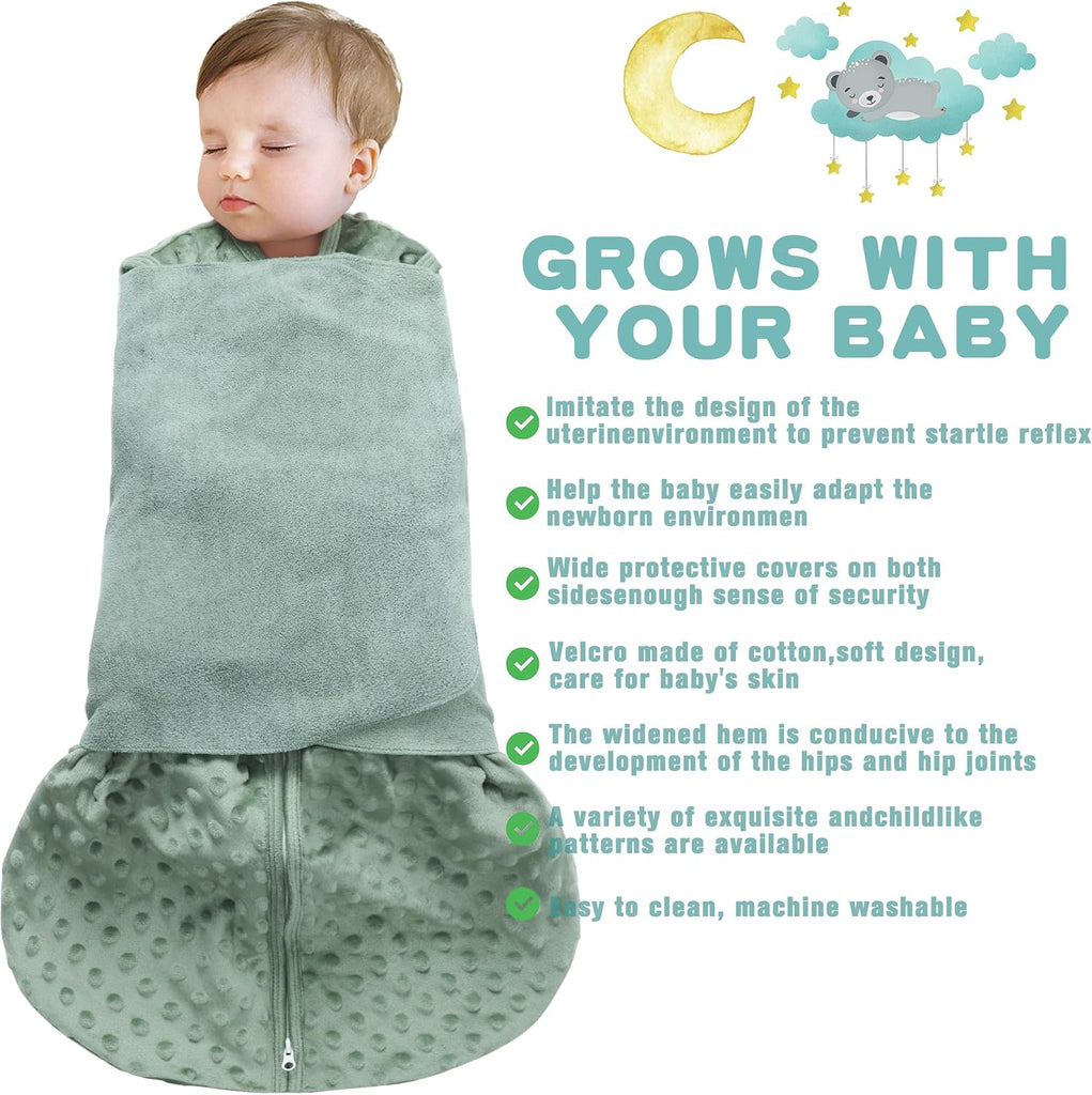 Fleece Sleep Sack Baby Swaddle, Way Adjustable Wearable Blanket,2 Pack Fleece Swaddling sleeping bag TOG