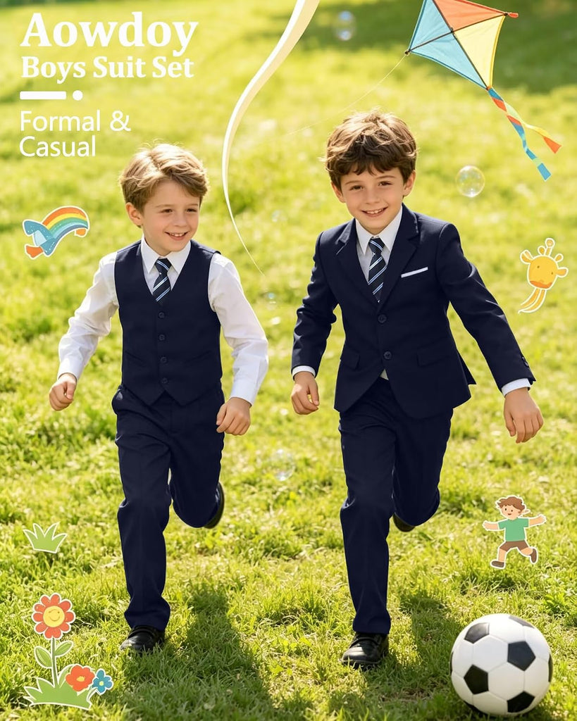 Boys Suit 4 Pieces Slim Fit Set Suits Kids Formal Wedding Tuxedo Outfit
