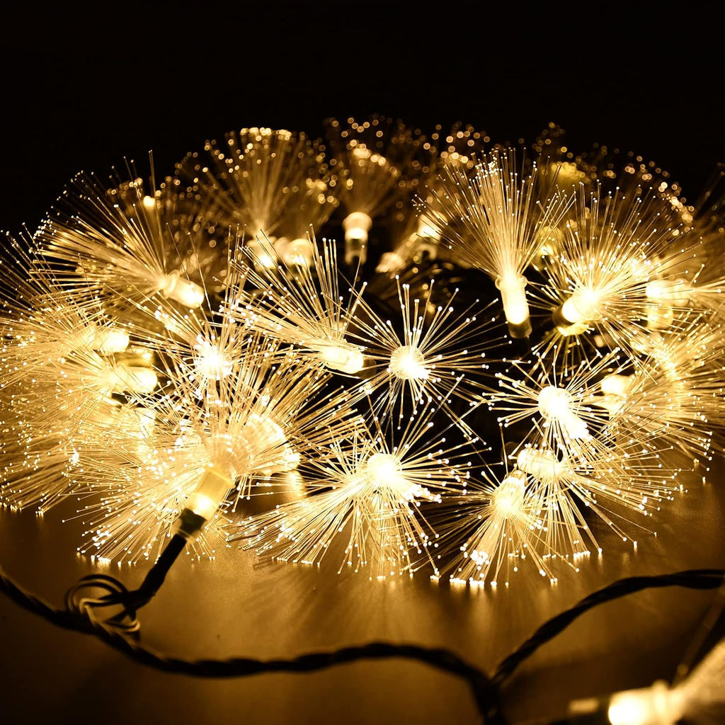 33FT Fiber Optic Fairy Lights 60 LED Starburst Firework String Lights Green Wire Christmas Lights for Indoor Outdoor