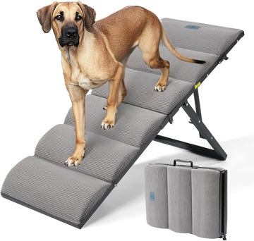 Foldable Dog Ramp for Bed Couch Large Dogs, Adjustable 17-23'' High