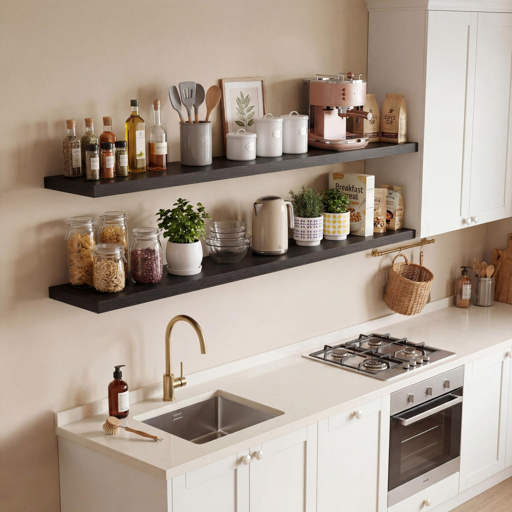 10 Inch Deep Floating Shelves 40" Set of 2, Black
