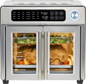Extra Large French Door Air Fryer Toaster Oven Combo, 24 Cooking Functions and Digital Controls, 7 A