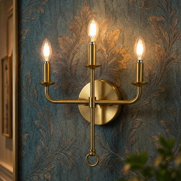 Gold Wall Sconce, Brass Candle Wall Light