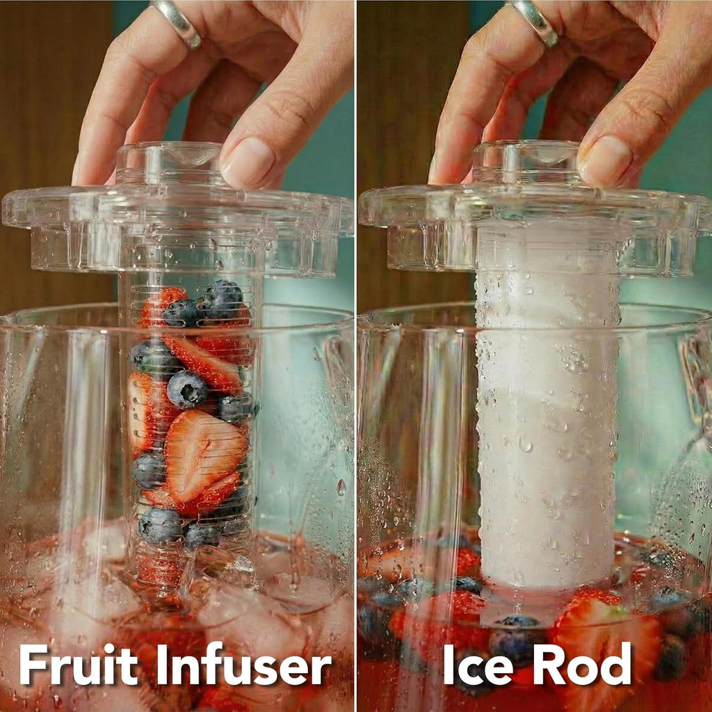 Fruit Infusion Water Pitcher 2.5L/85Oz with Removable Lid and Infuser Rod, BPA-Free, Shatterproof Acrylic Beverage