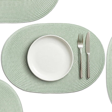 Placemats for Dining Table Washable Woven Non-Slip 18x12 inches Placemat Heat-Resistant Durable Table Mats - Set of 6