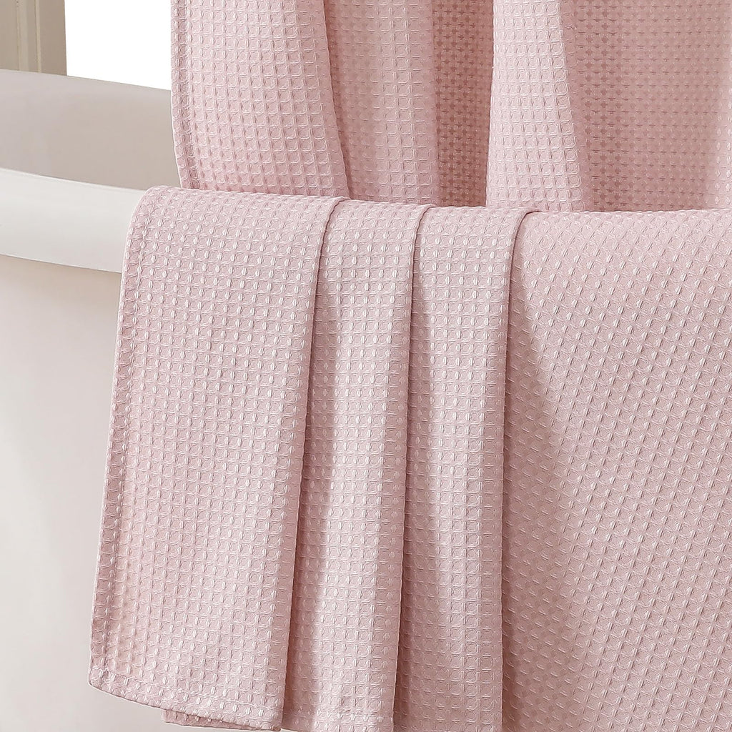 Extra Long Shower Curtain Set- 96 Inch Long Waffle Weave Heavy Duty Fabric Shower Curtains, Luxury Heavy Duty Thick