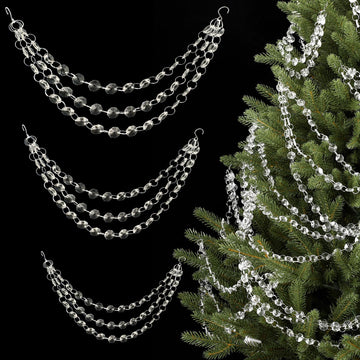 12 Pcs 3 Layer Crystal Garland for Christmas Tree, 3 Sizes