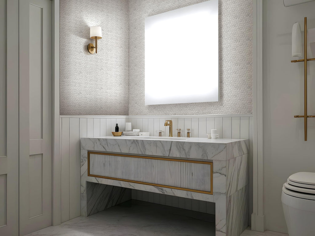 5 Sheets Marble Flowers Mosaic Wall and Floor Tiles 12.2 * 12.6 Inches 1.07 sq.ft (Brushed Marble)