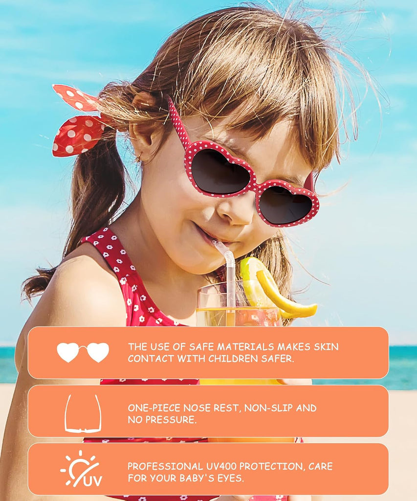 Toddler Girls Sunglasses Polarized Heart-Sunglasses for Kids girls