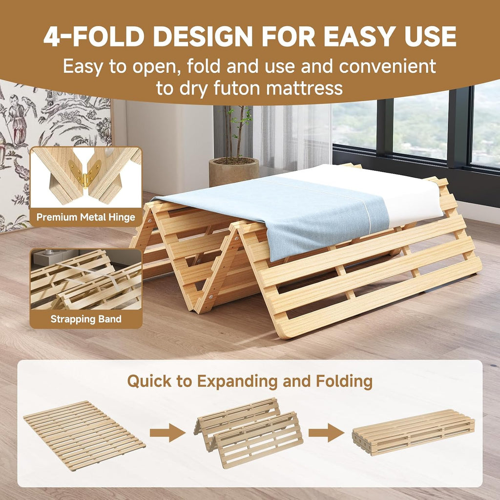 Floor Bed Frame, Foldable Tatami Bed Frame Futon Frame