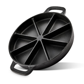 Cast Iron Wedge Pan, Non-Stick Cornbread Skillet with Easy Transport Handles, 8 Slice Divided Cast Iron Baking Pan