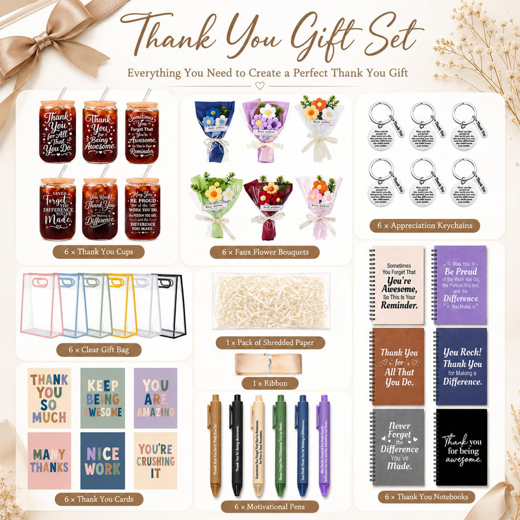 6 Sets/54 Pcs Employee Appreciation Gift Set Bulk, Ready-to-gift