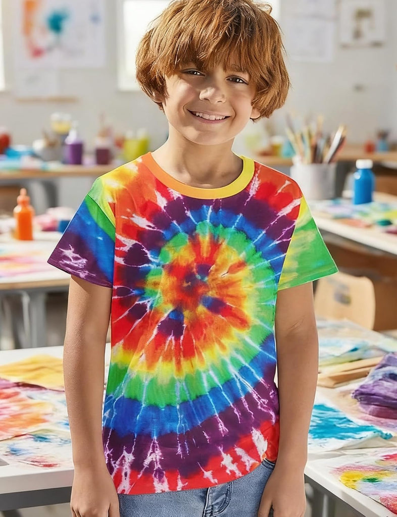 Boys Tie Dye Shirt Girl Tie Dye Shirts Short Sleeve Hippie Tshirt