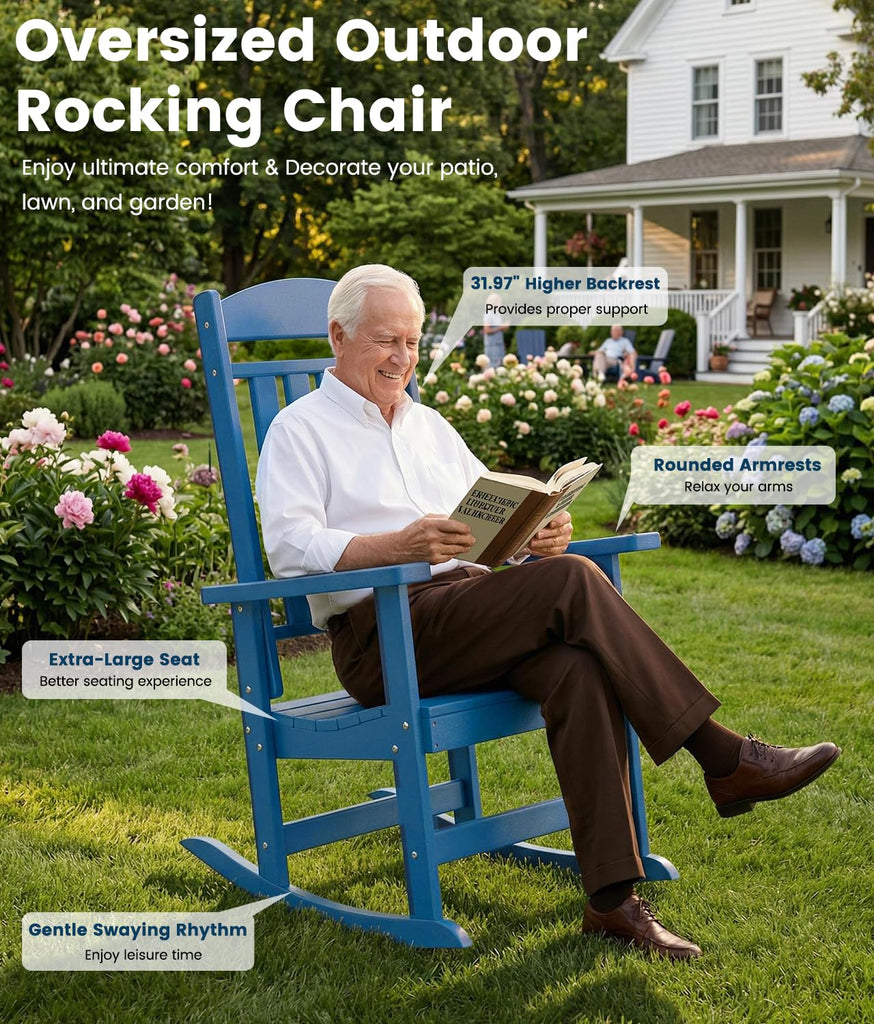 Outdoor Rocking Chair Set of 1, Oversized Rocking Chair Outdoor