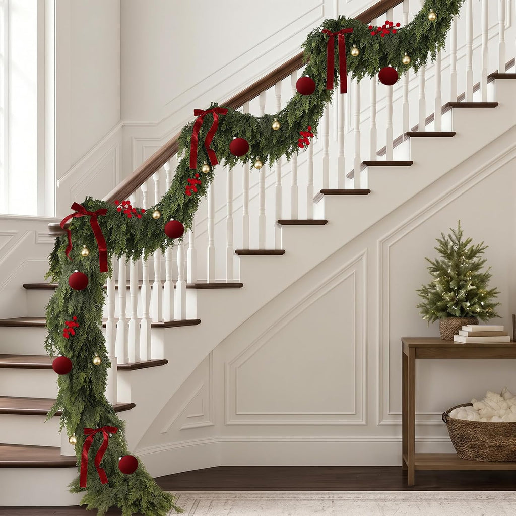9FT Pre-lit Christmas Garland with Lights Cedar Garland Christmas Decor