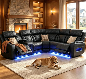 Power Reclining Sectional Sofa with Speakers & USB Ports