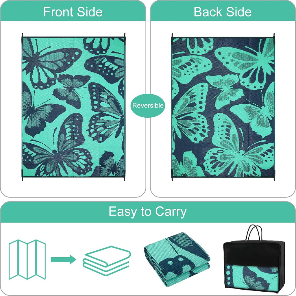 Outdoor Rug Waterproof 8x10 ft, Patio Plastic Straw Rugs for RV Camping, Reversible Mat Outside, Indoor Outdoor Large