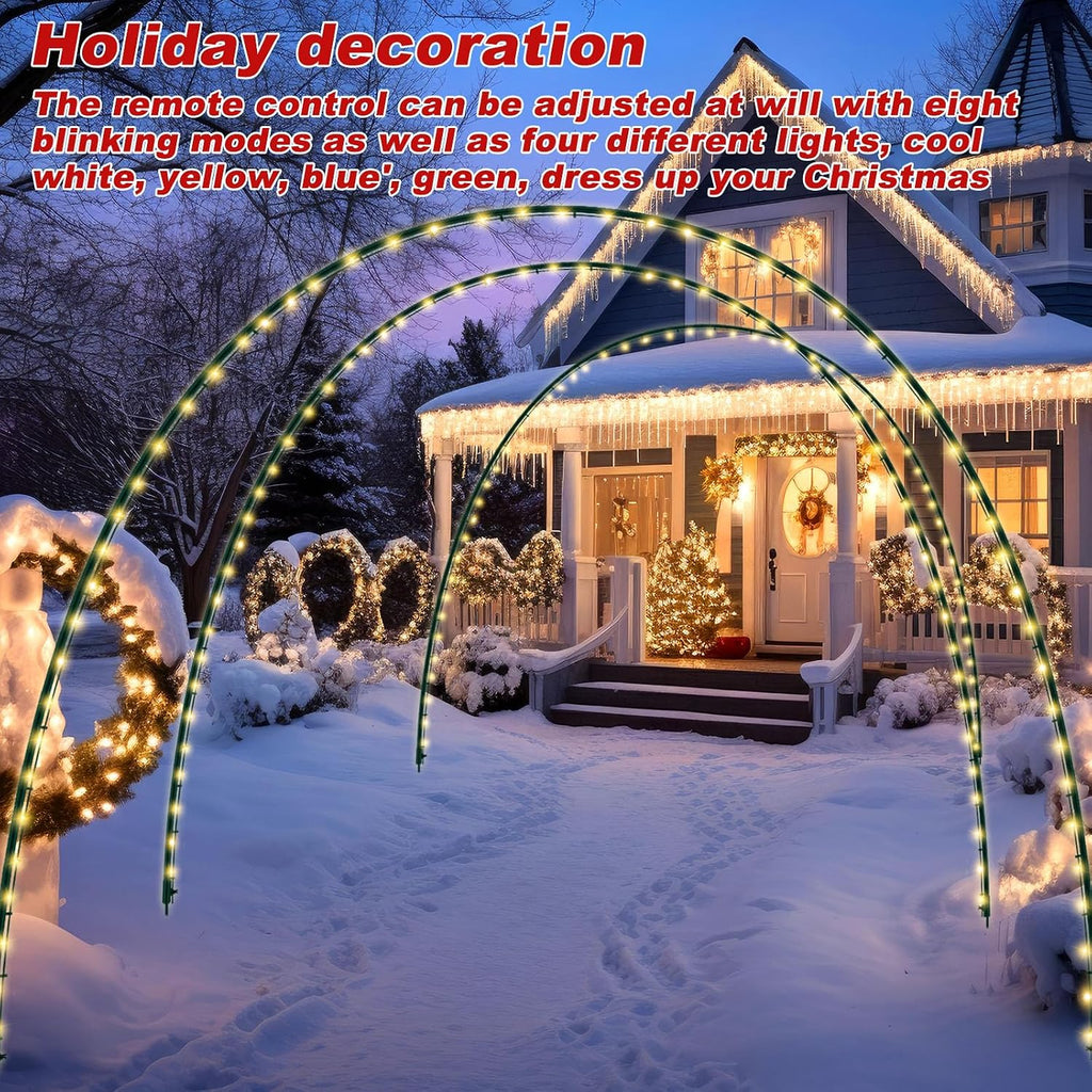 3 Pack 10ft Christmas Archway Outdoor Light Arch 8 Mode, Warm White